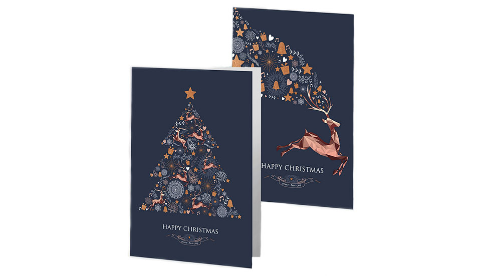 Christmas post tree and reindeer card